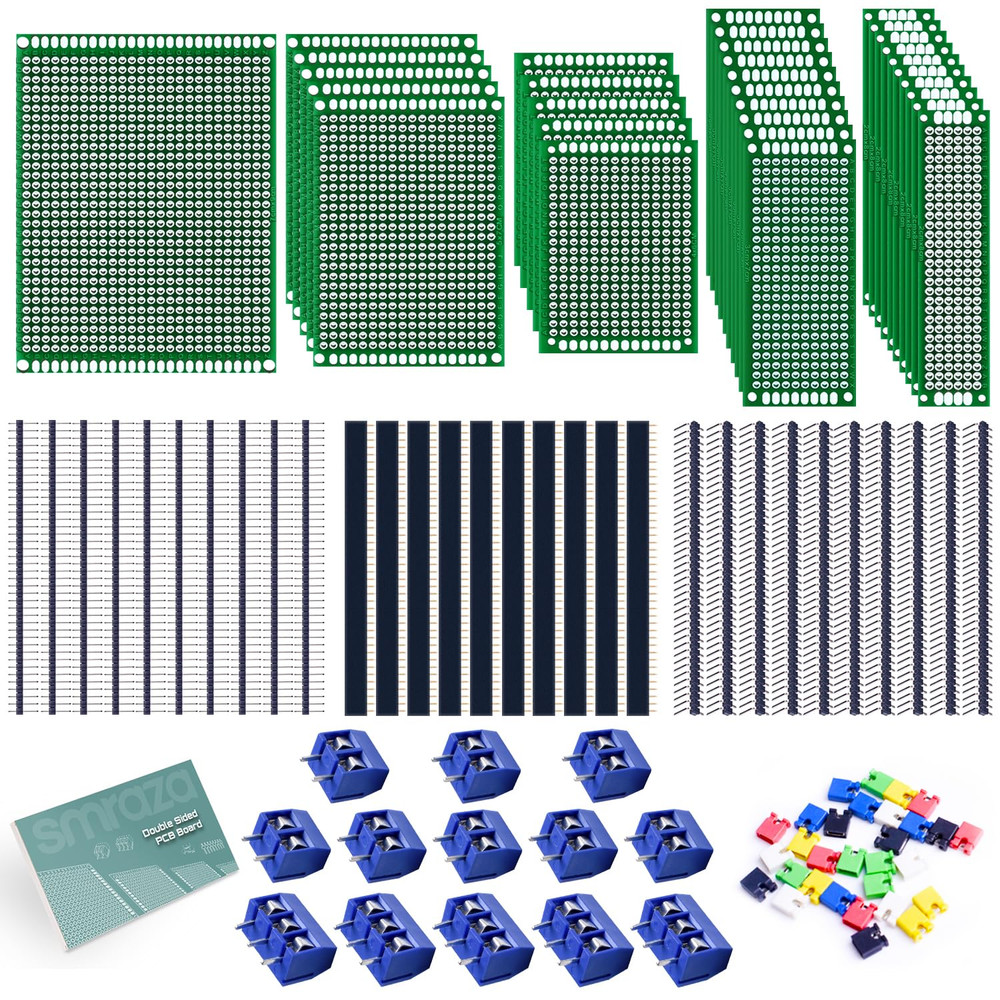 104Pcs Double Sided PCB Board Kit, Prototype Boards for DIY Soldering and Electr