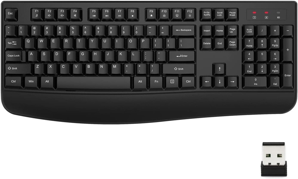 EDJO Wireless Keyboard, 2.4G Ergonomic Full Size Computer black