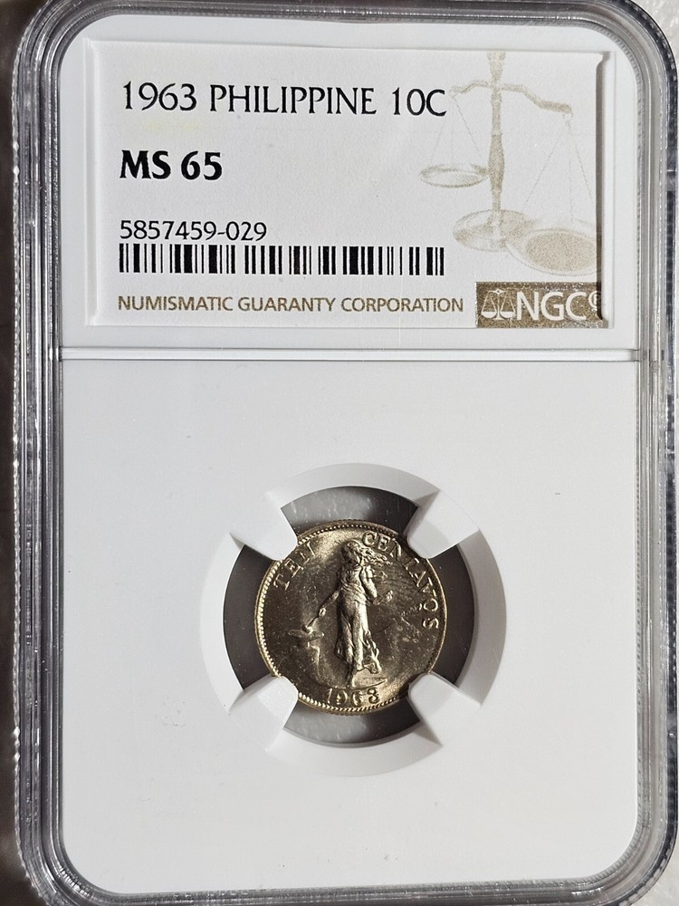 Philippines 10 Centavos 1963 NGC MS 65