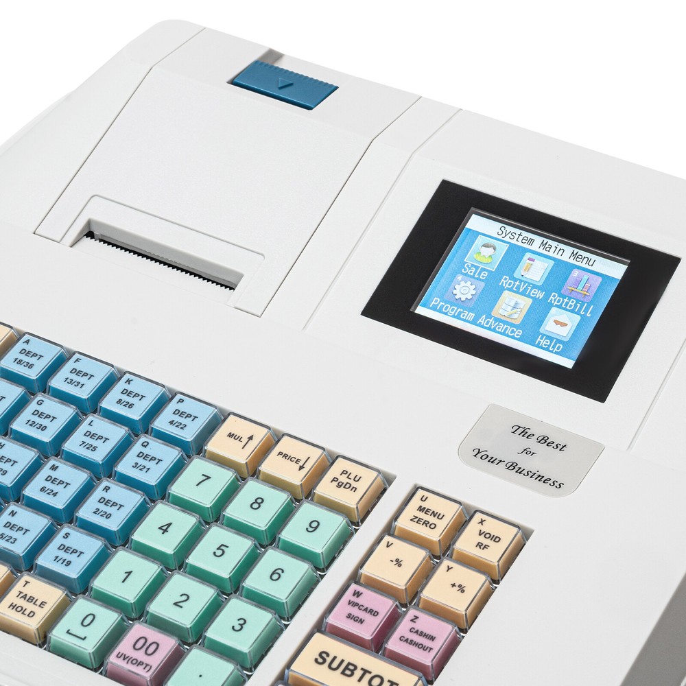 Desktop Electronic Cash Register 48Key POS Casher Digital LED Display+Drawer