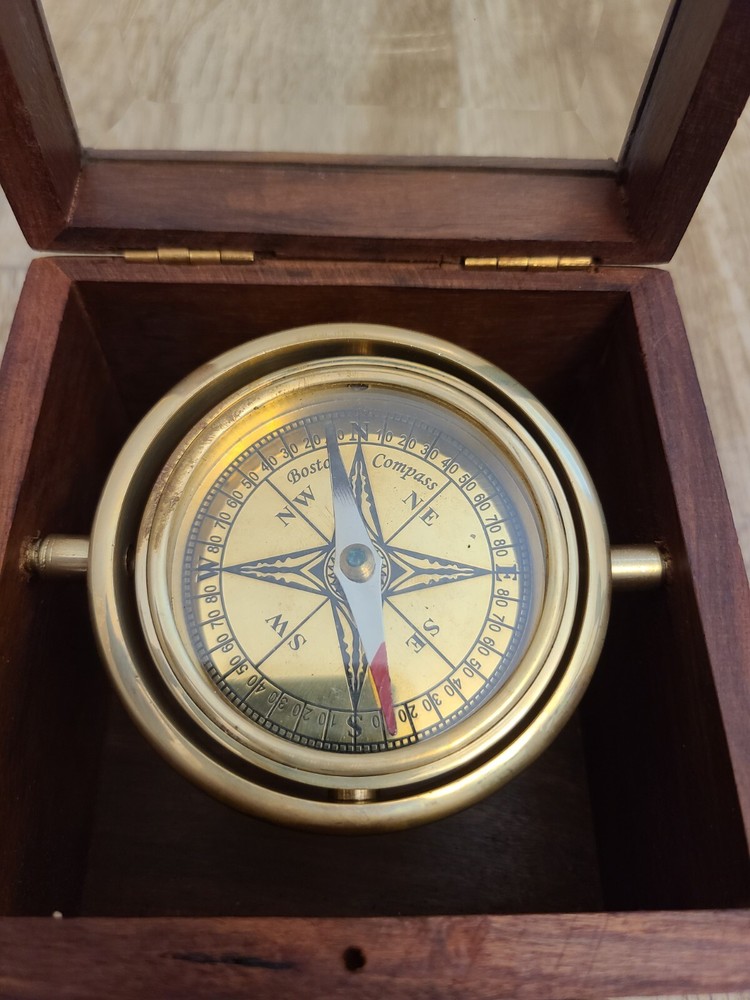 Rare Boston Compass w/ Wood Box