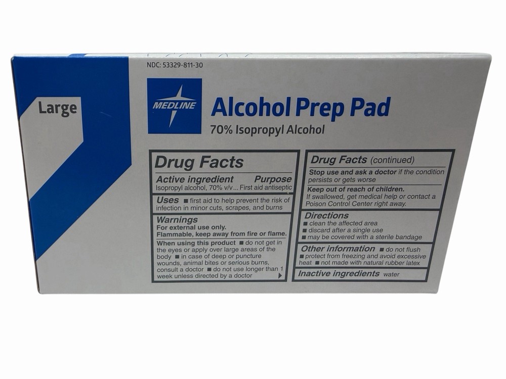 Medline Sterile Alcohol Prep Pads, Large - 100 Each/box