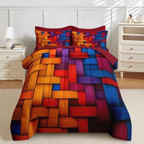 7 Pcs Comforter Set Size, Colorful Geometric Bedding Set for Full Geometric 3
