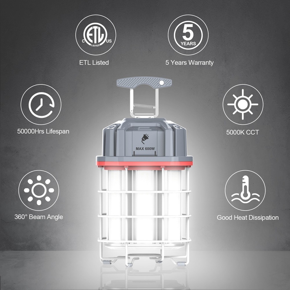 100W Linkable LED Temporary Hanging Work Light Portable Job Site Working Light