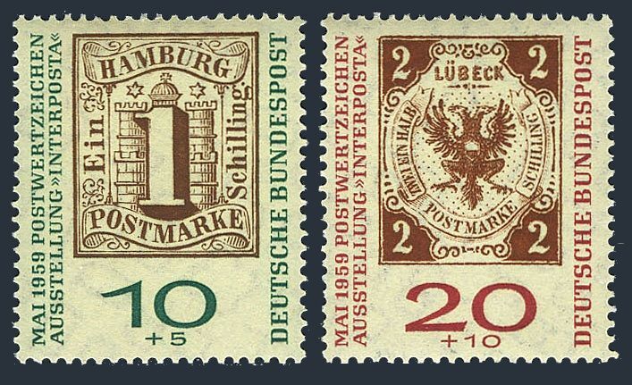 Germany B366-B367, B366a-B367a, hinged. Michel 310-311b. INTERPOSTA-1959.