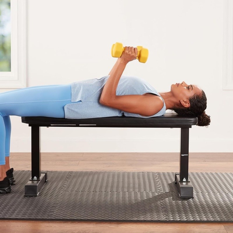 Flat Weight Bench Full Body Workout Steel Frame Stability Assembly