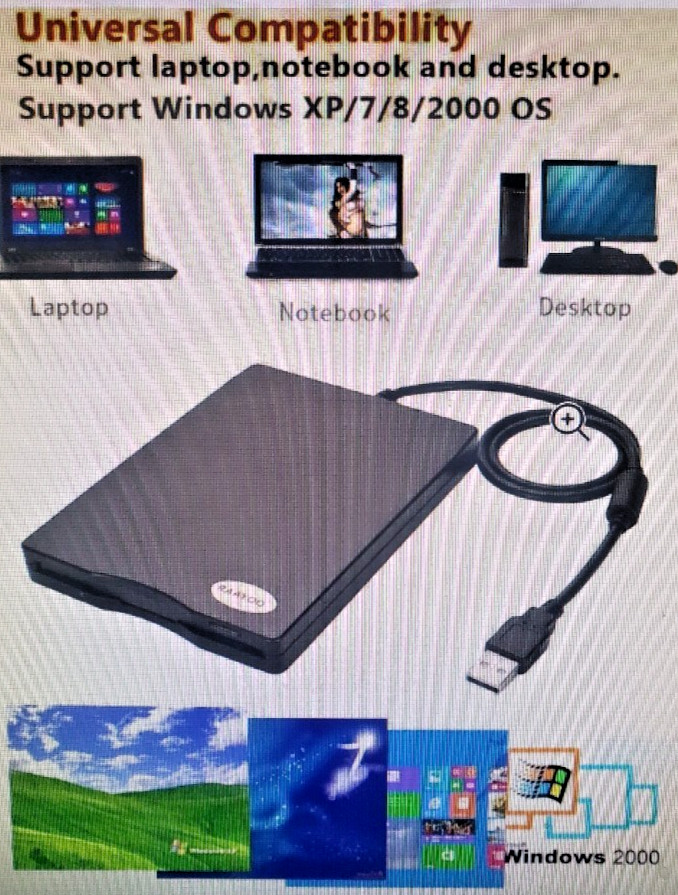 RAAYOO Floppy Disk Reader USB Type A/C Floppy Disk Drive/Player/Converter