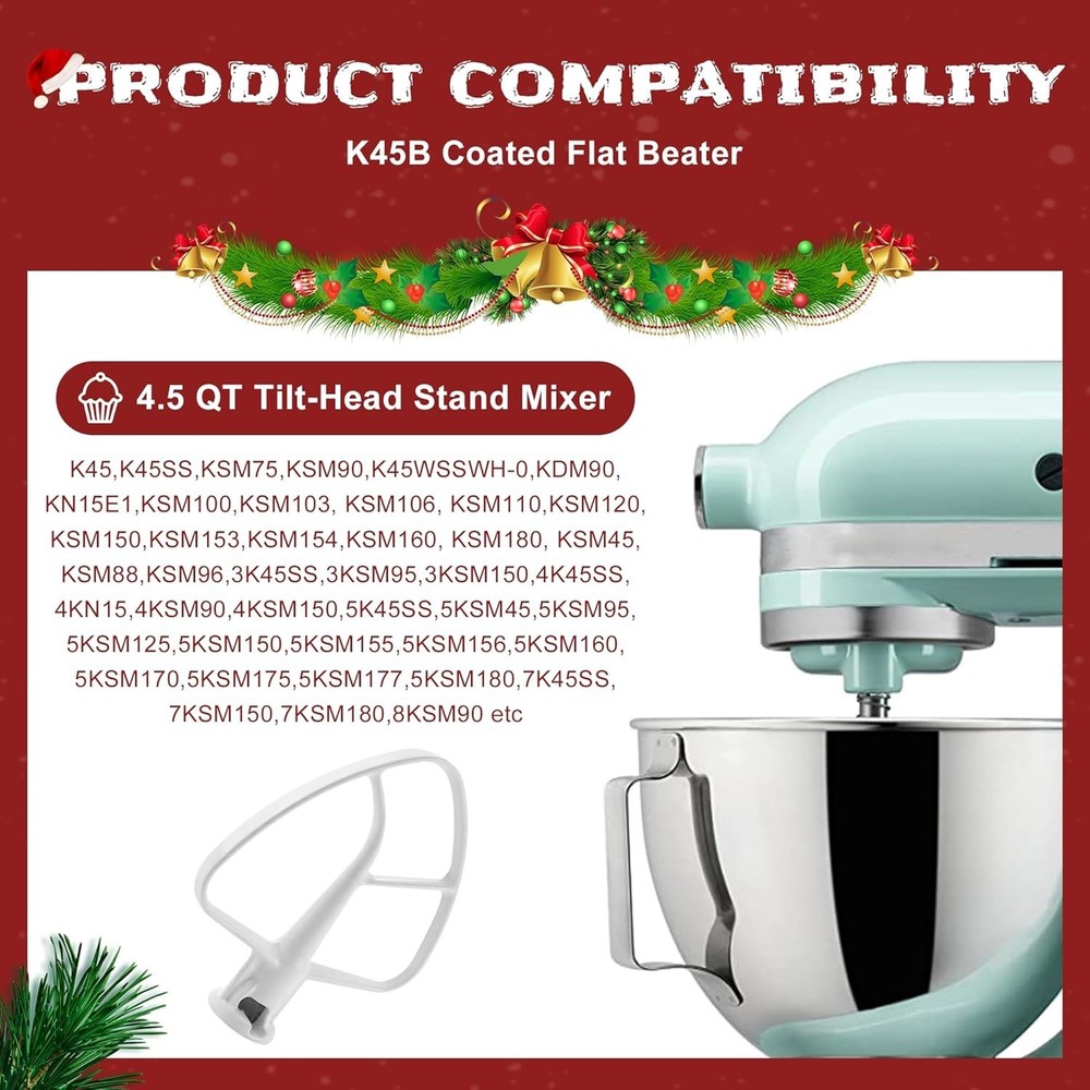 Coated Flat Beater/Kitchen Mixer Paddle Attachment Compatible for k-i-t-c-h-e...