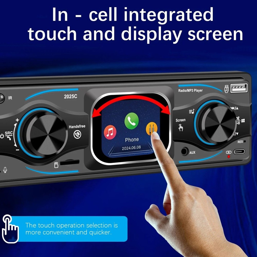 MP3 Car Radio with Steering Wheel Control, Bluetooth A2DP USB TF Card Reader