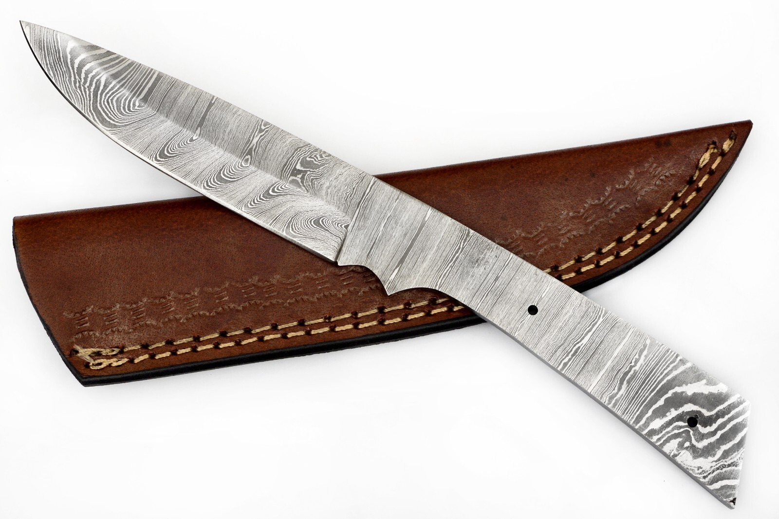 CUSTOM HAND FORGED Damascus Steel Blank Blade for Knife Making Supplies W/Sheath