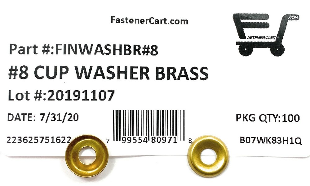 (100) #8 Solid Brass Finishing Washers Cup Washers Fast Free Shipping