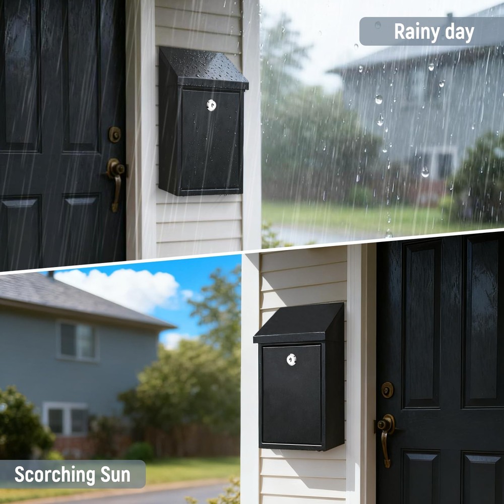 Secure Wall-Mounted Mailbox for Outside, Rust-Proof Steel Postbox, 3 Set Numbers