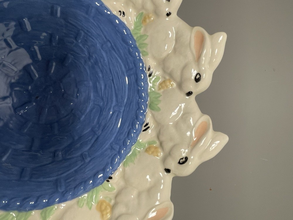 Easter Bunnies Serving Bowl Ceramic