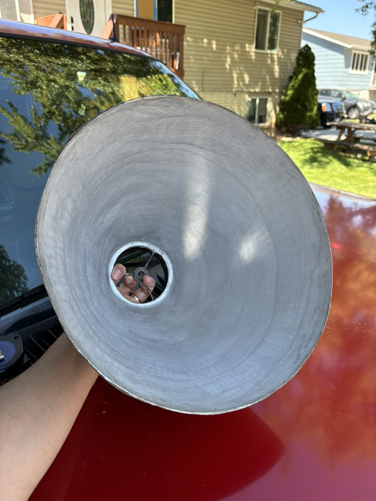 Rare UNIQUE Vintage Ceramic Clay ceramic Lamp Shade Heavy Brown Pottery Tribal