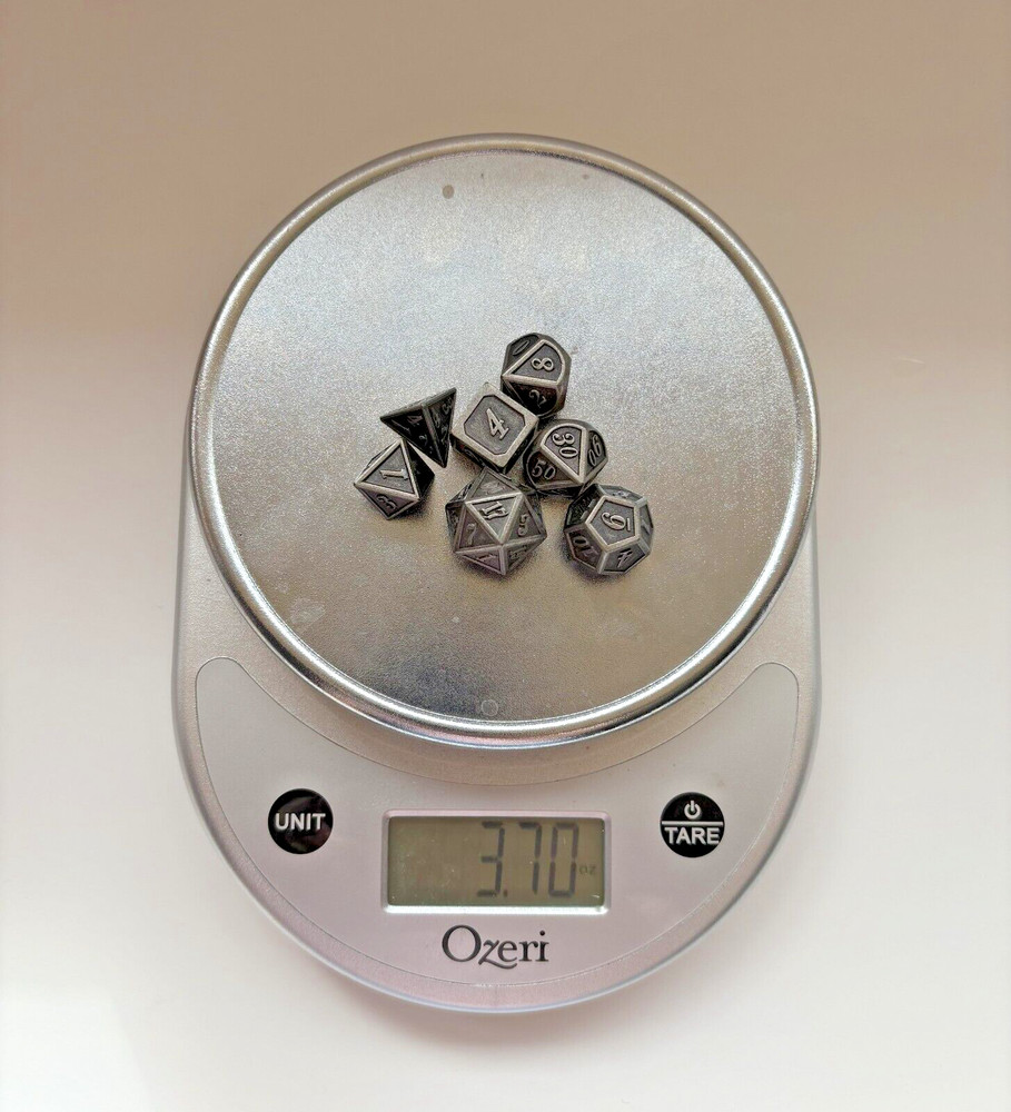 7 Pcs Polyhedral Silver Metal D&D Dice, Role Playing