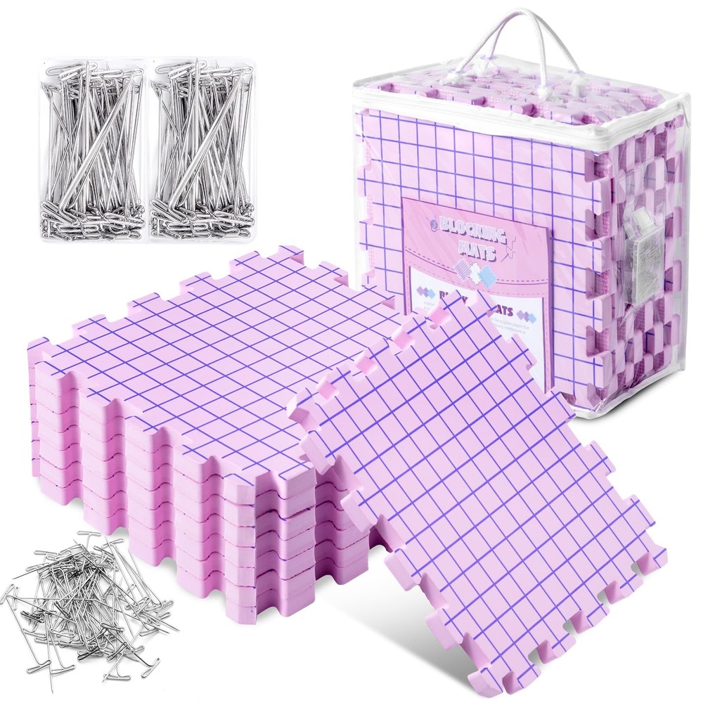 Knitting Blocking Mats and Pins, Interlocking Blocking Boards for Crochet Pro...