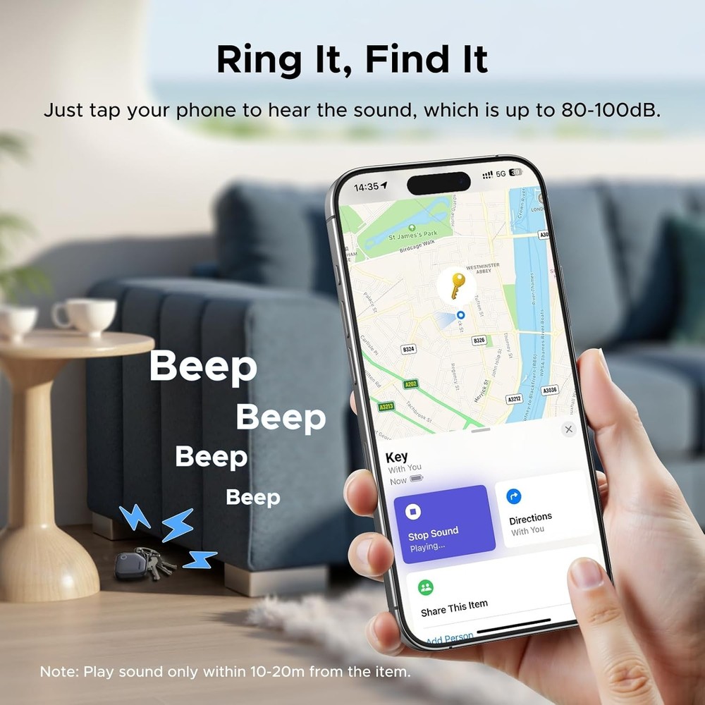 UGREEN FineTrack Air Tracker Tags (iOS Only) 4 Pack, 2- Repla