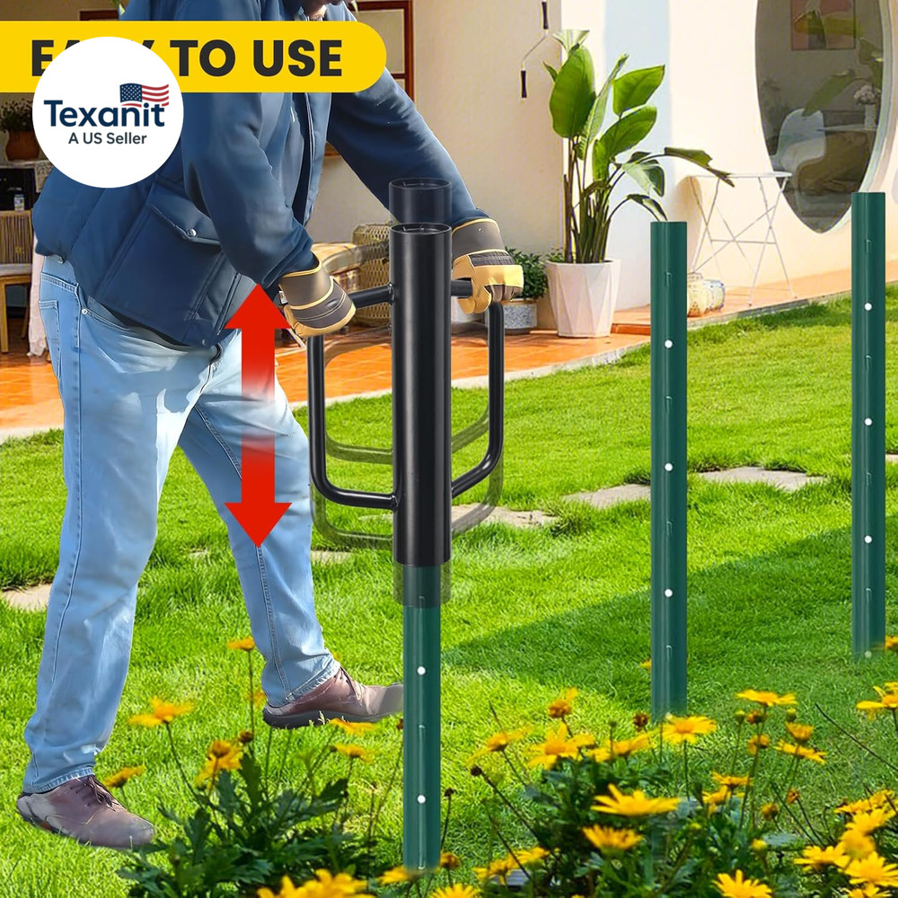 Fence Post Driver, 17 Inch Post Driver with Handle, 2.7 Inch Inner Diameter Hand