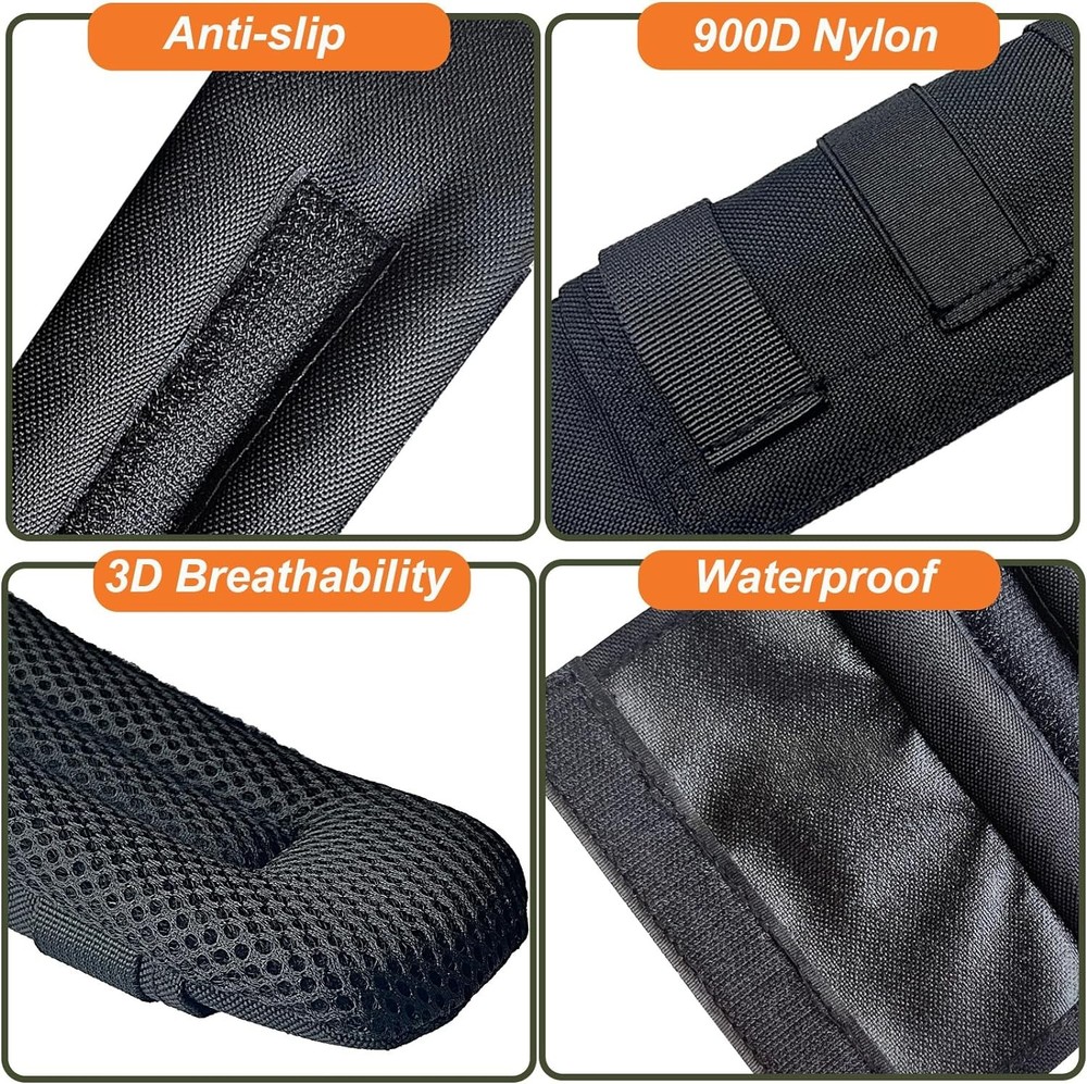 2 Pack Shoulder Strap Pad Backpack Pads Tactical 9.9"x3.1"x1.2", Black