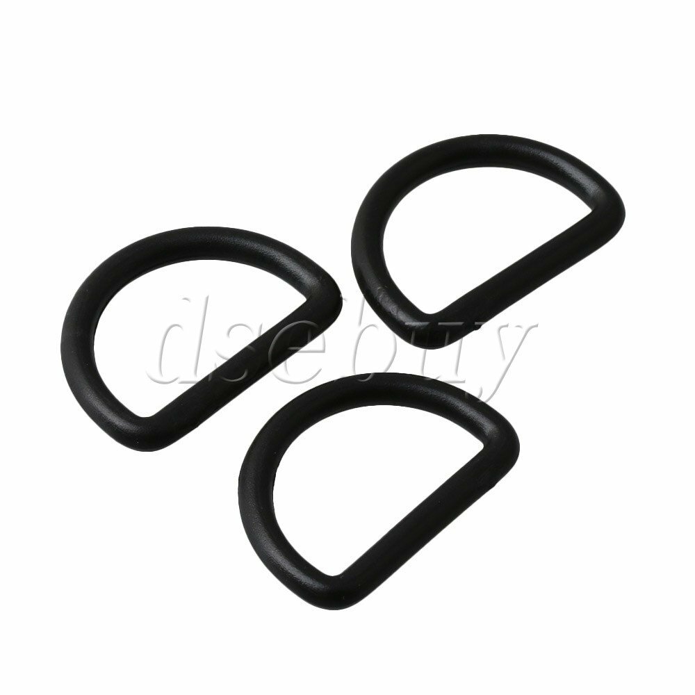 40x D Ring Adjustable Black Plastic Buckle for Bag Webbing 25mm Inner Diameter