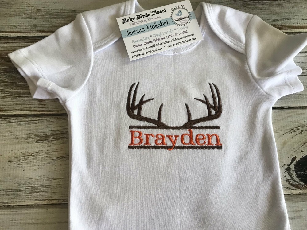 Antler deer Monogrammed Bodysuit