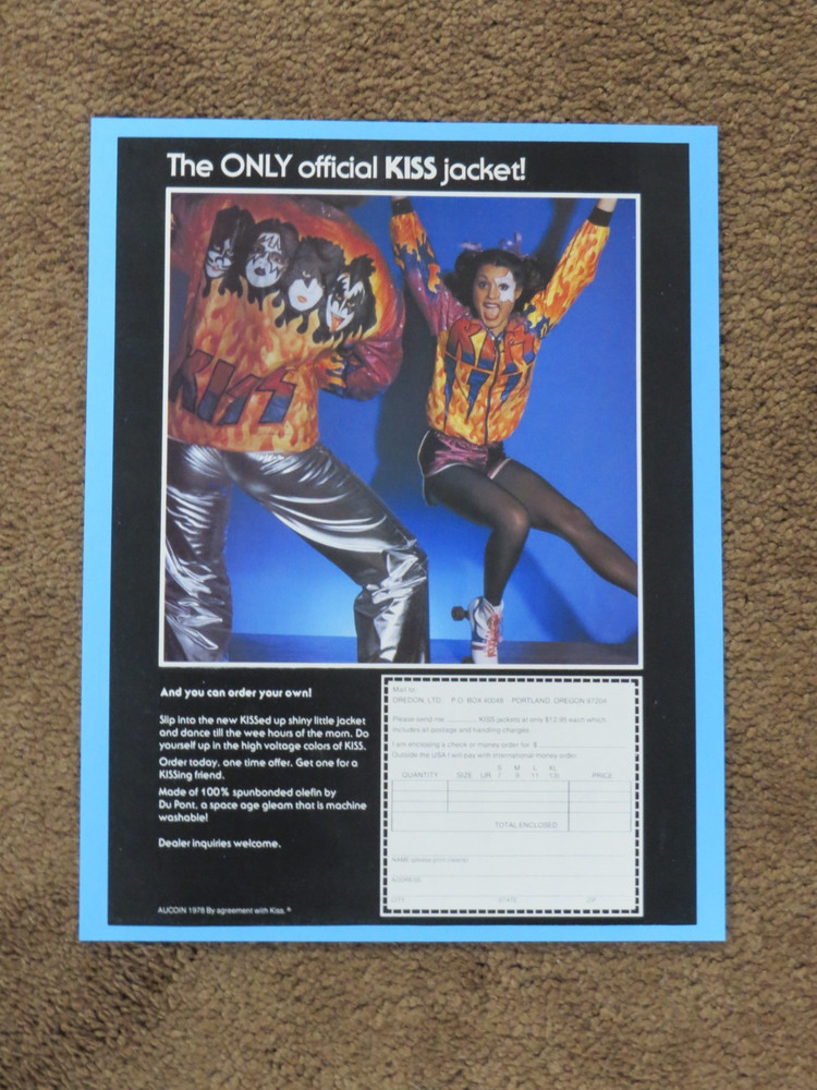 KISS FLAMES TYVEK JACKET ORIGINAL AD MOCKUP ARTWORK AUCOIN 1979