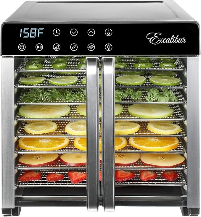 Food Dehydrator 8 Tray Stainless Steel Adjustable Timer