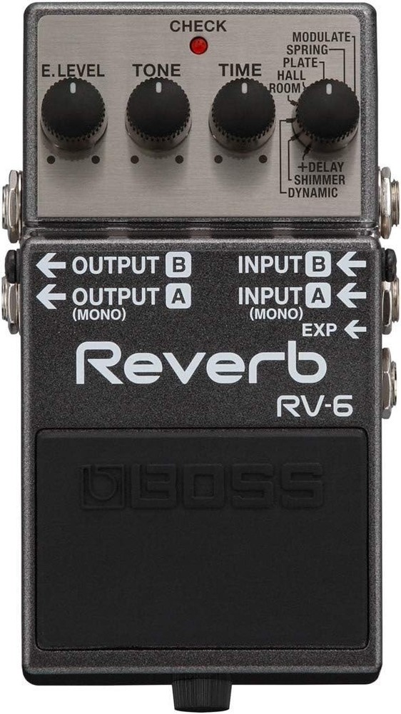 Boss RV-6 Reverb Bundle with Gearlux Instrument Cable, Patch Cable, Picks
