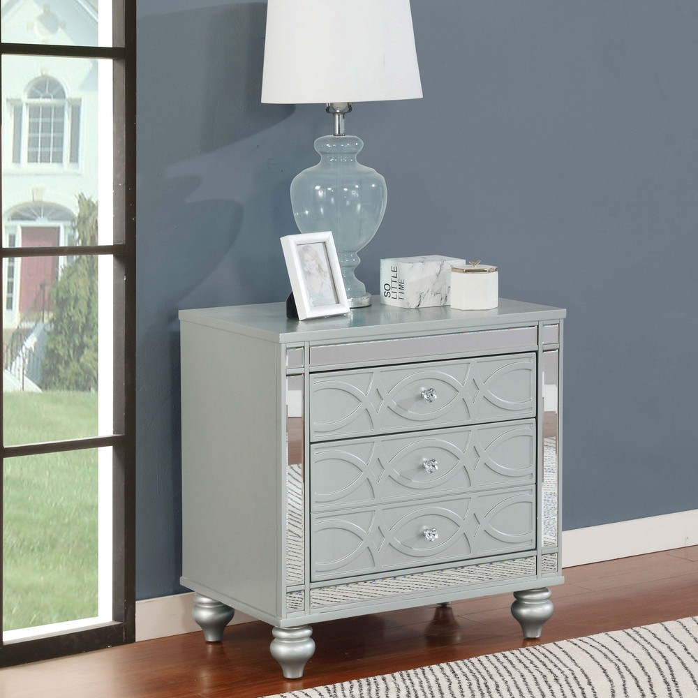 Silver Metallic 2-drawer Nightstand