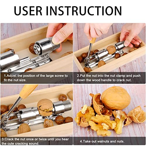 Nutcracker Heavy Duty Nut cracker Pecan Cracker Walnut Cracker Tool with Wood