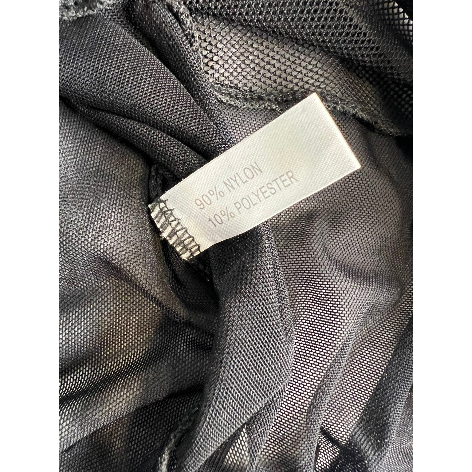 Vintage Style Black Mesh Babydoll Chemise Satin Trim Rosette Bow Lingerie Slip