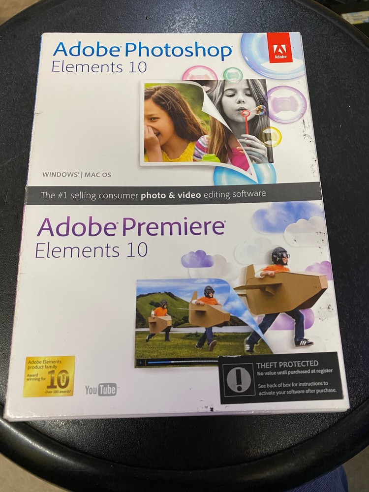 Adobe Photoshop Elements 10 and Premiere Elements 10 - PC, Mac DVD  5 disc set