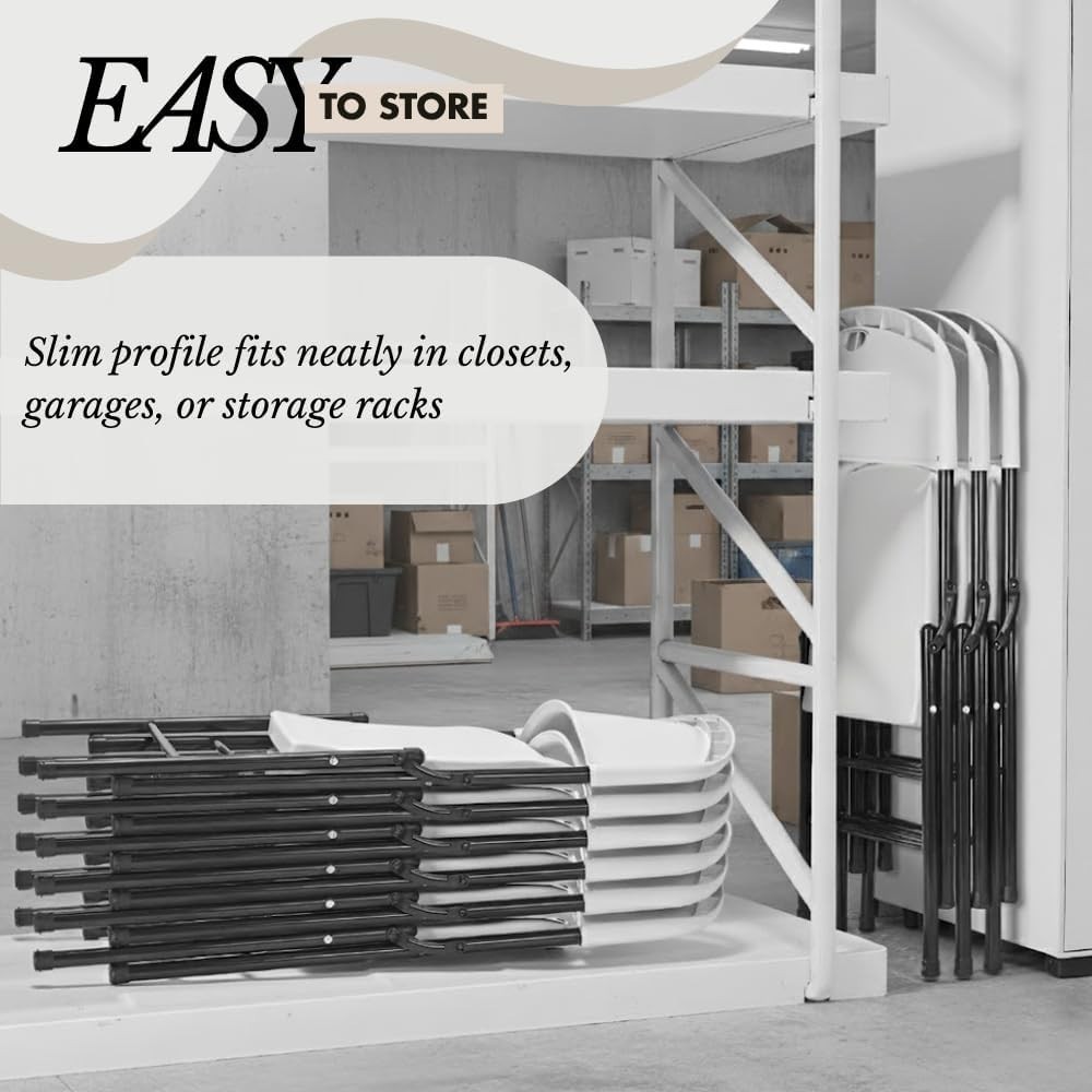 4-Pack Heavy Duty Plastic Folding Chair, 450 lbs Capacity Foldable Chairs