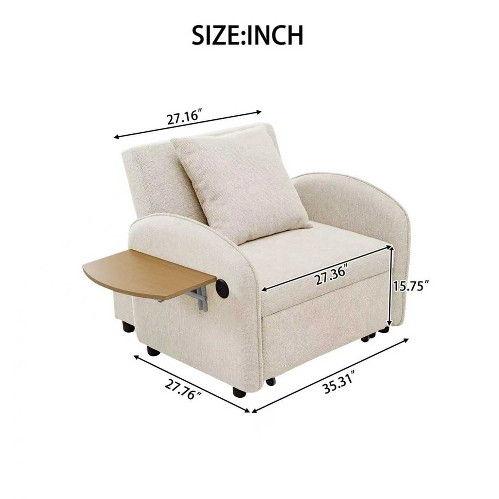 Convertible Sofa Bed Chair 3in1 Pull-out Sofa Bed w/ Computer Board & USB Port