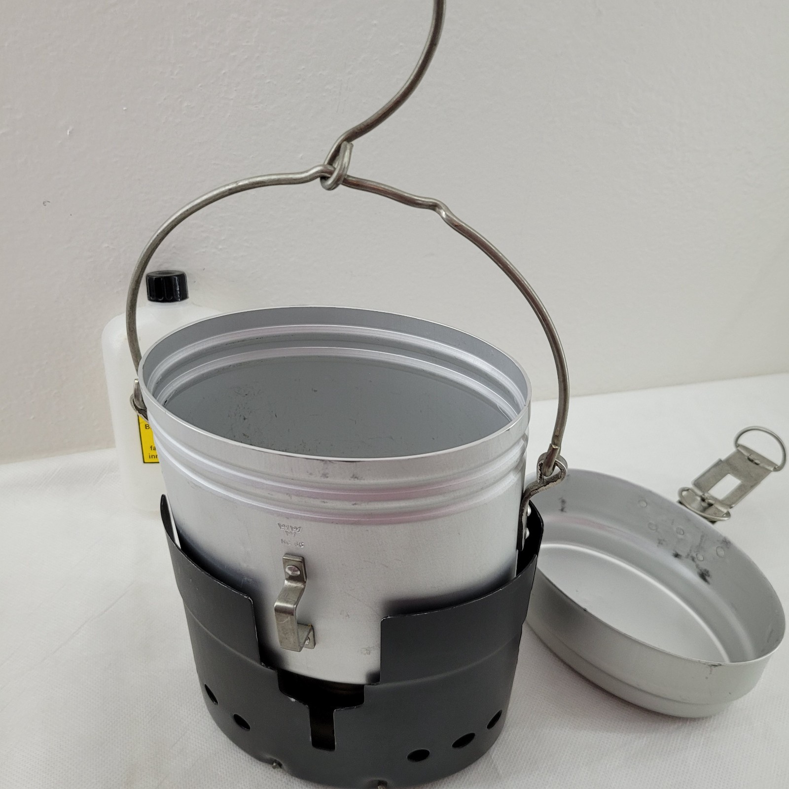 60s -80s Swedish Army Trangia Windshield Stove + Mess Kit + Burner + Bottle NOS