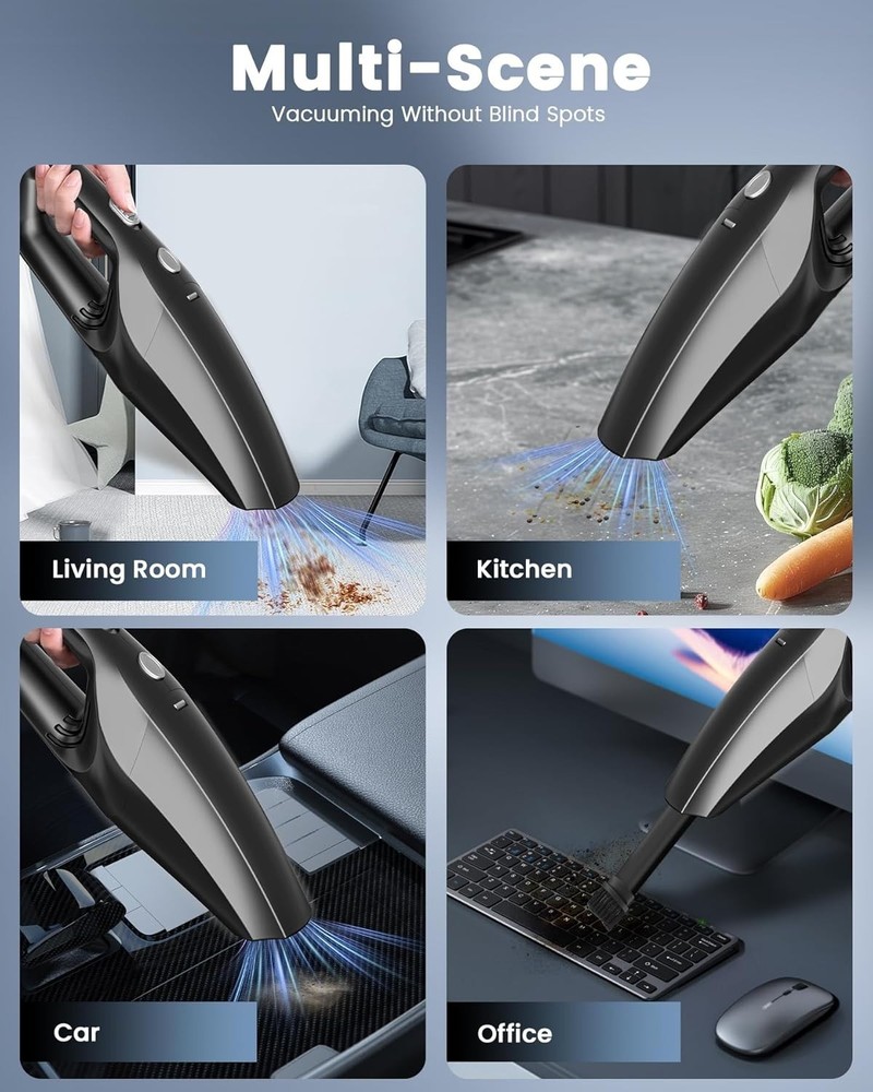 Lightweight Rechargeable Handheld Vacuum - Includes Crevice Tool & Dusting Brush