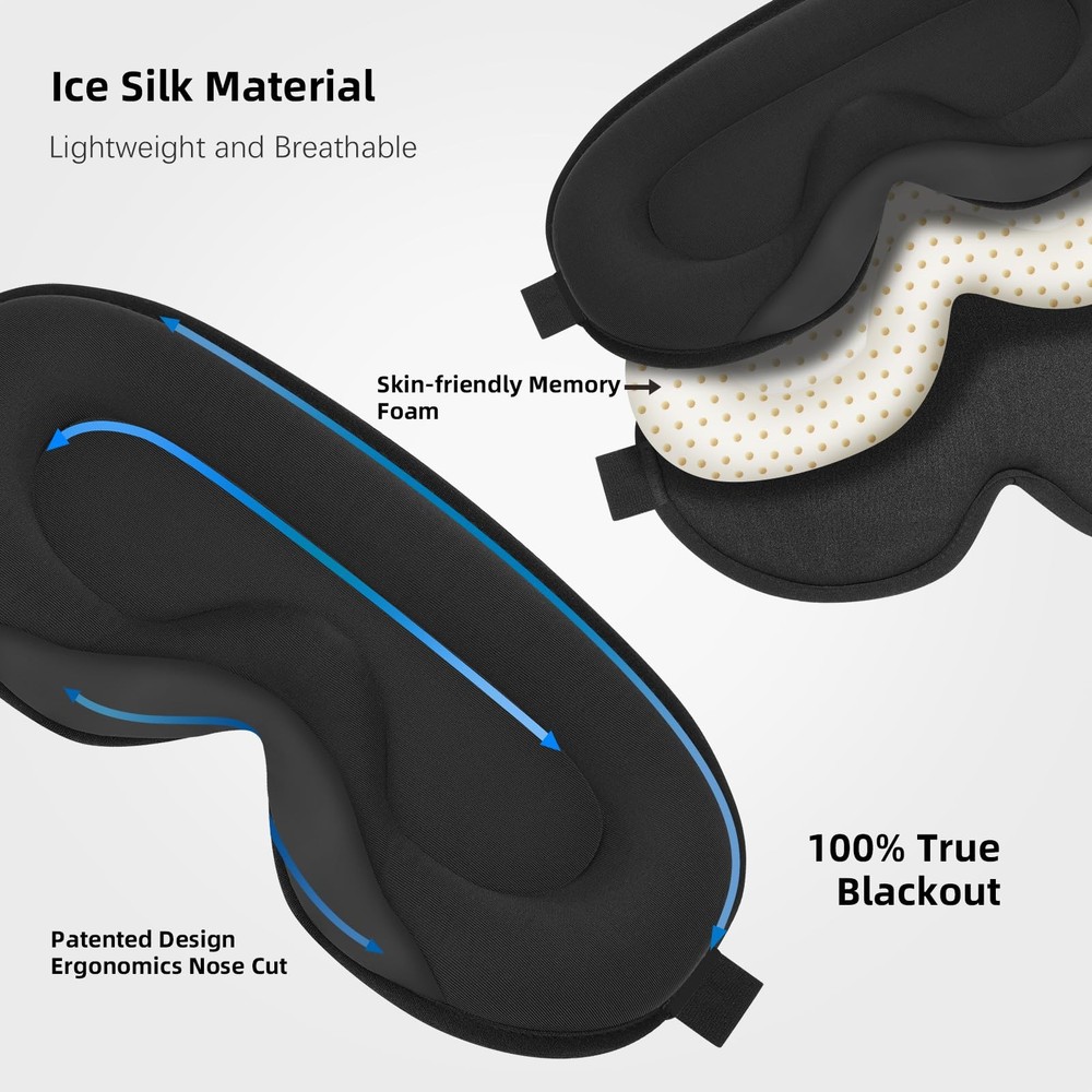 Sleep Mask,3D Contoured Sleeping Mask,99% Light Blocking Eye Mask