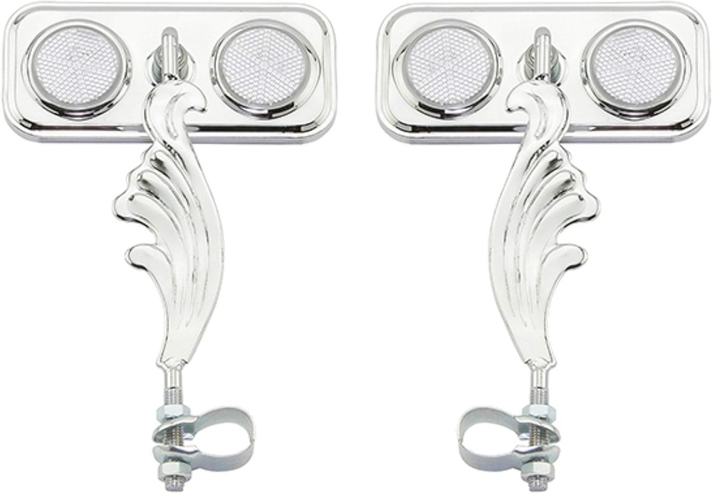 Bike Rectangle Wing Mirror Chrome Right & Left Clear Reflectors.