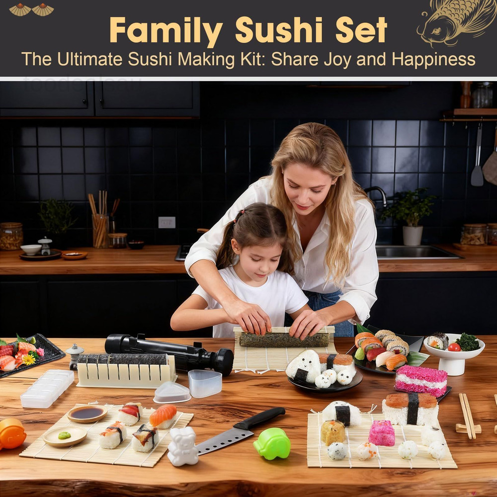 Sushi Making Kit, 27 in 1 Premium Maker, Large size, Beige