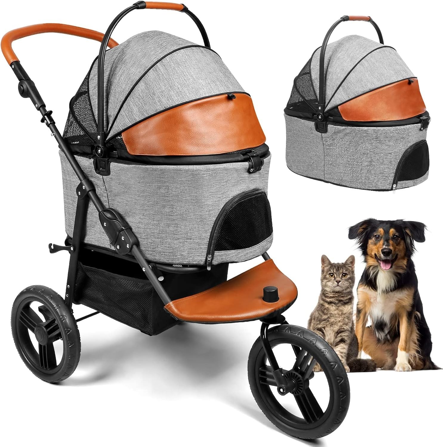 Pet Stroller with Detachable Carrier - Ideal for Small to Medium Dogs & Cats ...
