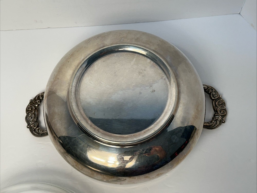 Raimond MCM Silverplate Covered Casserole W/Pyrex Glass Insert A-AA Vintage 60s