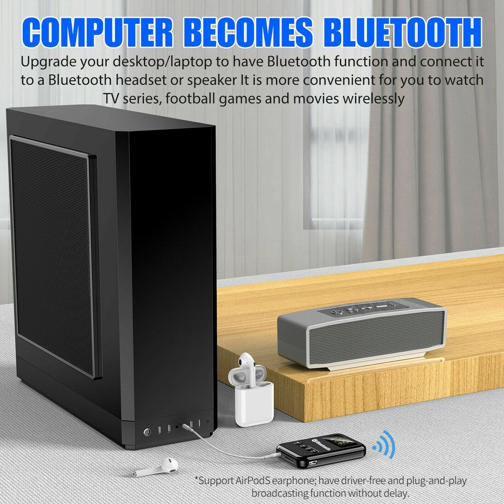Bluetooth 5.0 Transmitter Receiver 2 in 1 Wireless Audio Adapter TF Card Reader