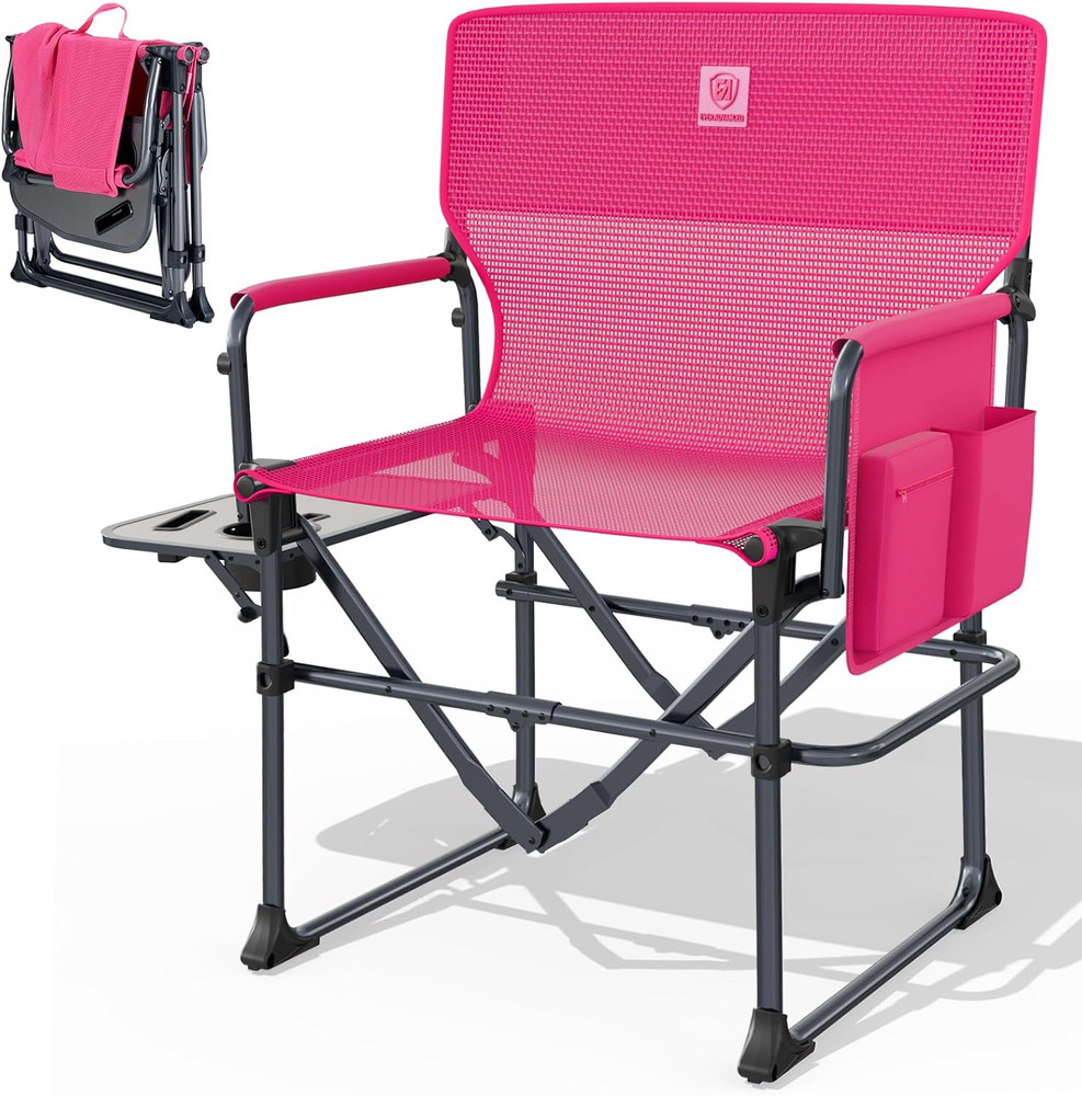 Camping Directors' Chair with Side Table, Portable Folding with Compact Size, Br