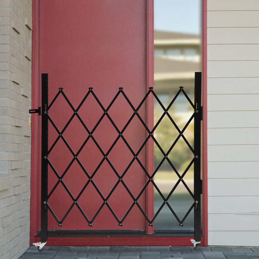1.3m*93cm Single Folding Security Gate Folding Door Gate Rolling Barricade Gate