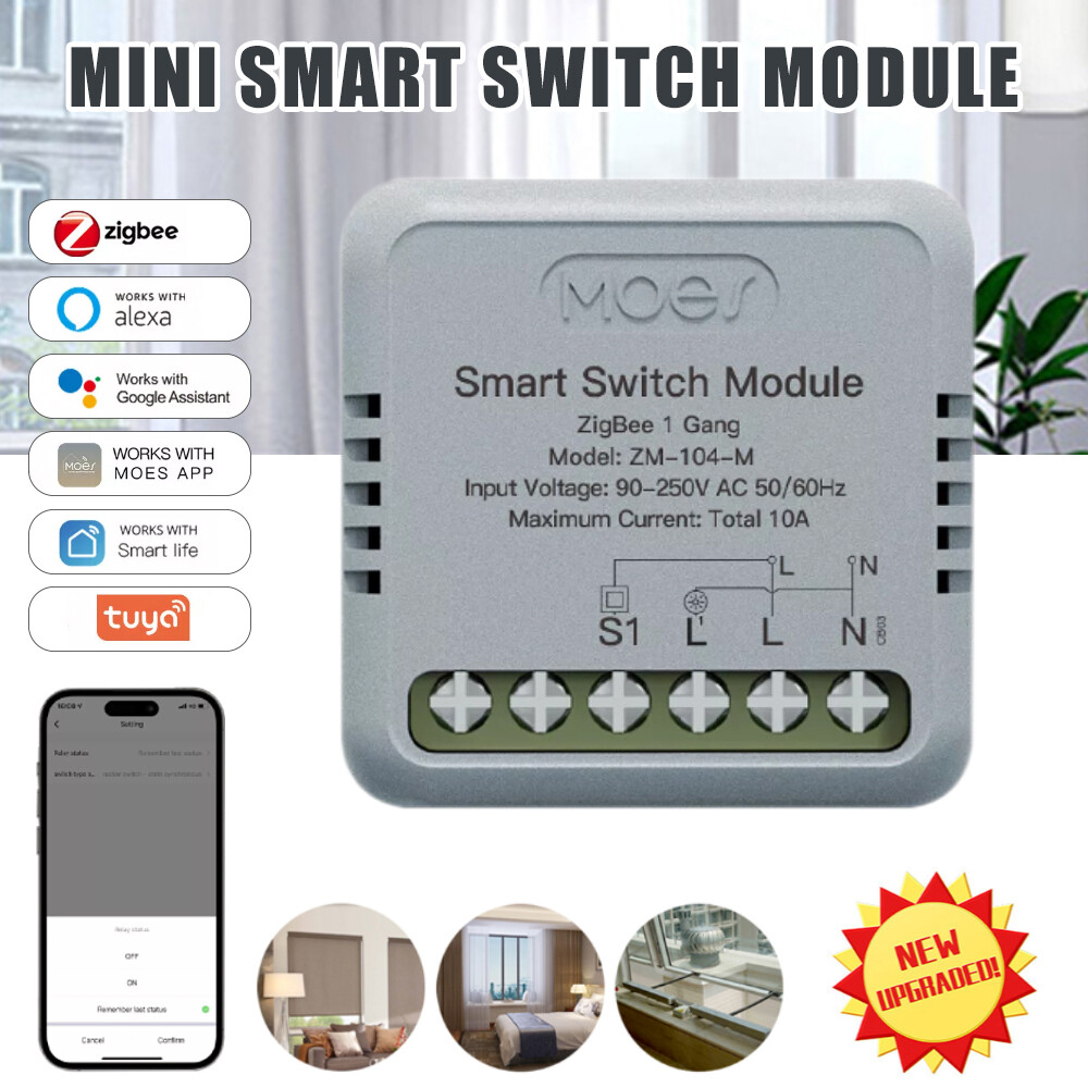 MOES ZigBee Mini Smart Light Switch Module 3-Way Alexa Google APP Remote Timer