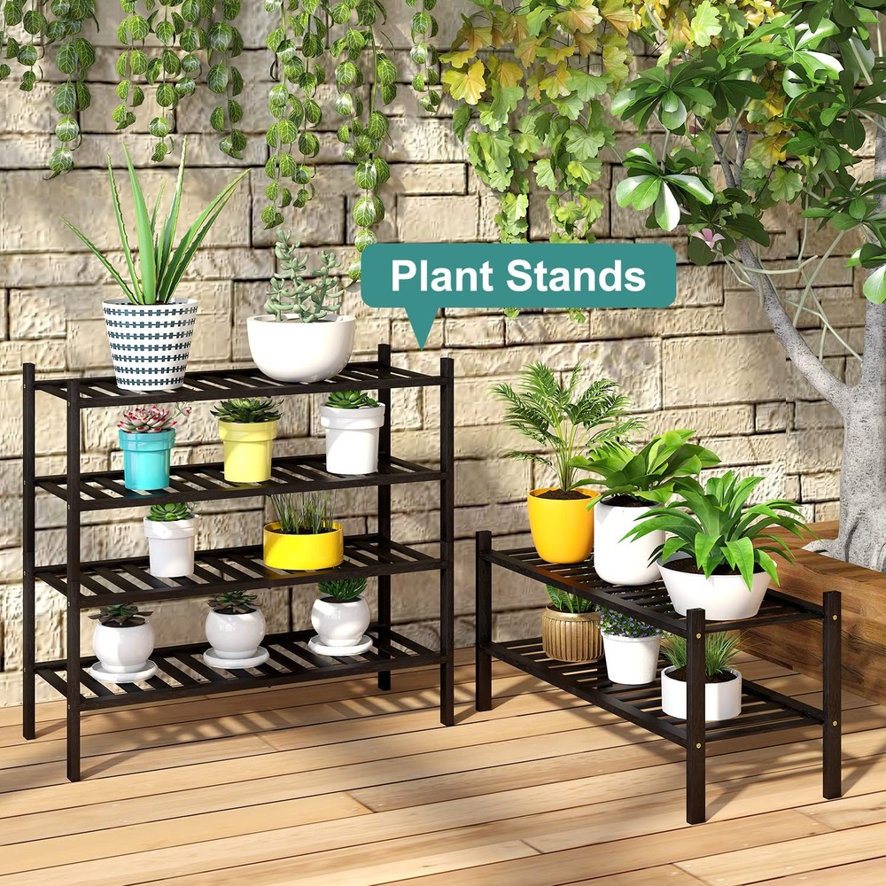 2-Tier Black Bamboo Shoe Rack for Entryway, Stackable | Foldable | Natural, ...