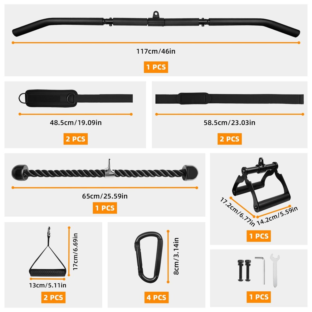 Cable Machine Attachment Set for Gym,LAT Pulldown Attachment,Home Gym Accesso...