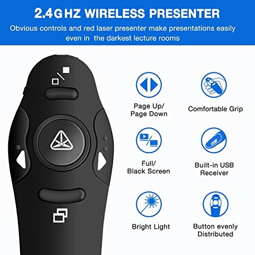Presentation Clicker Wireless Presenter Remote USB Control Powerpoint Red Light