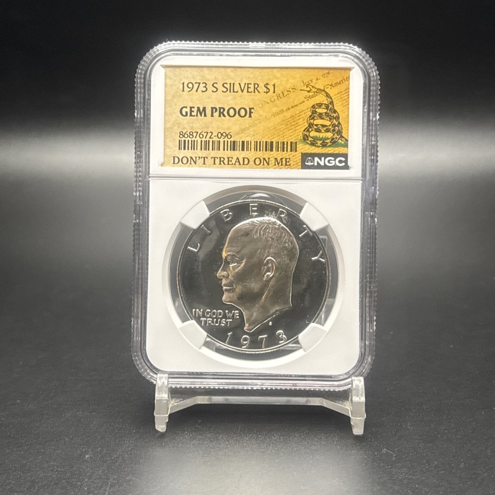 1973 Eisenhower One Dollar Gem Proof Silver Ngc Don’t Tread On Me