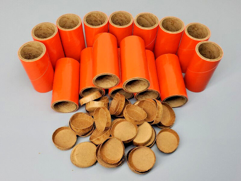 25pc Orange Fireworks Tubes & Caps Heavy Wall 1" x 2-1/2" x 1/8"  37mm